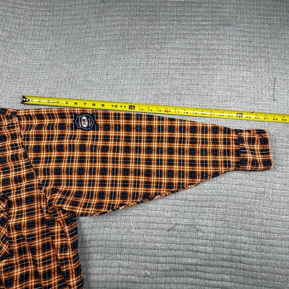 Bocomal FR Pearl Snap Shirt Men 4XL Plaid Orange Cat 2 Flame Resistant Workwear - Picture 4 of 8